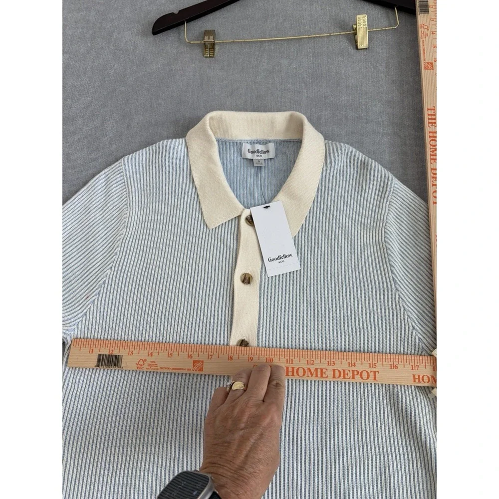 Goodfellow & Co Men's S Rib Knit Button Sweater Blue Ivory NWT